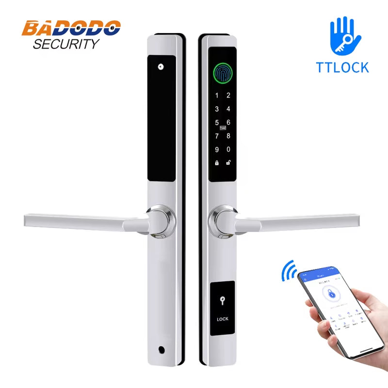 Waterproof Smart Lock – Fingerprint, Password & Card Access for Sliding Doors