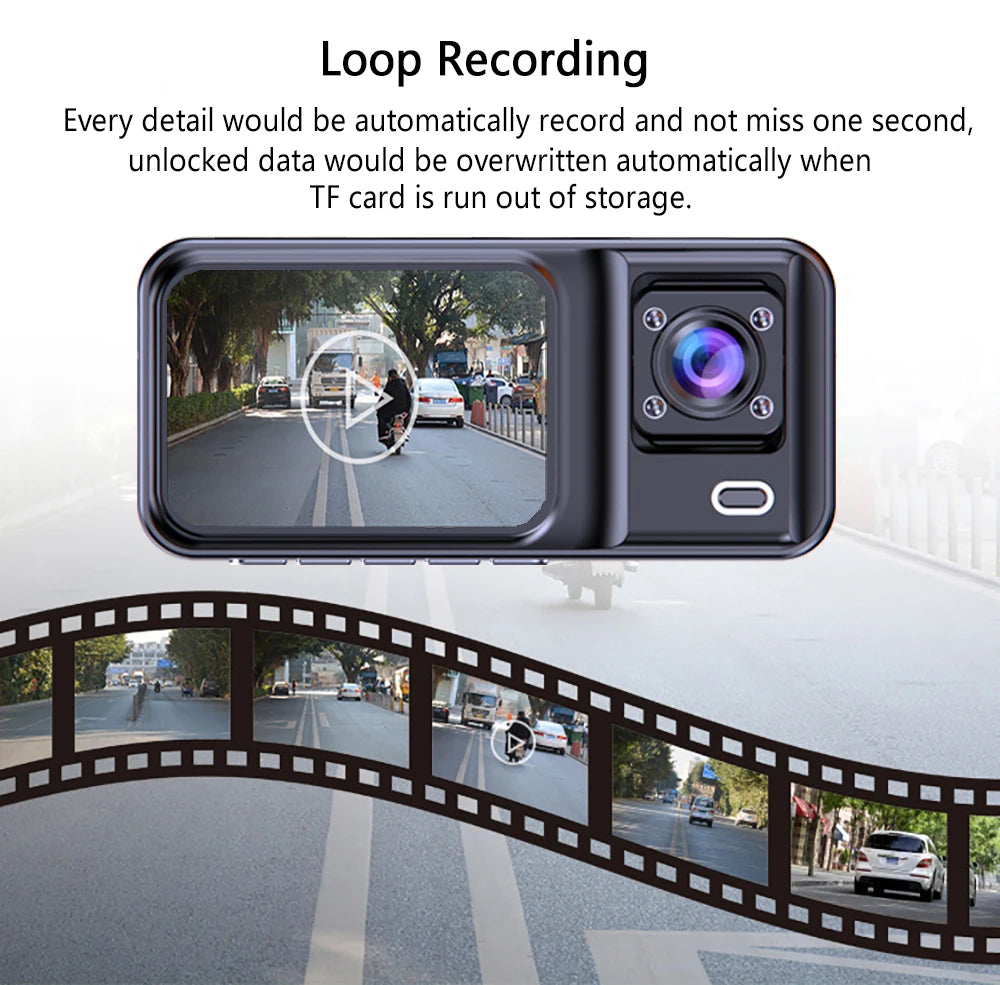 3 Channel Dash Cam for Cars Black Box Camera Car DVR 1080P Video Recorder Rear View Camera for Vehicle Car DVR car accessories